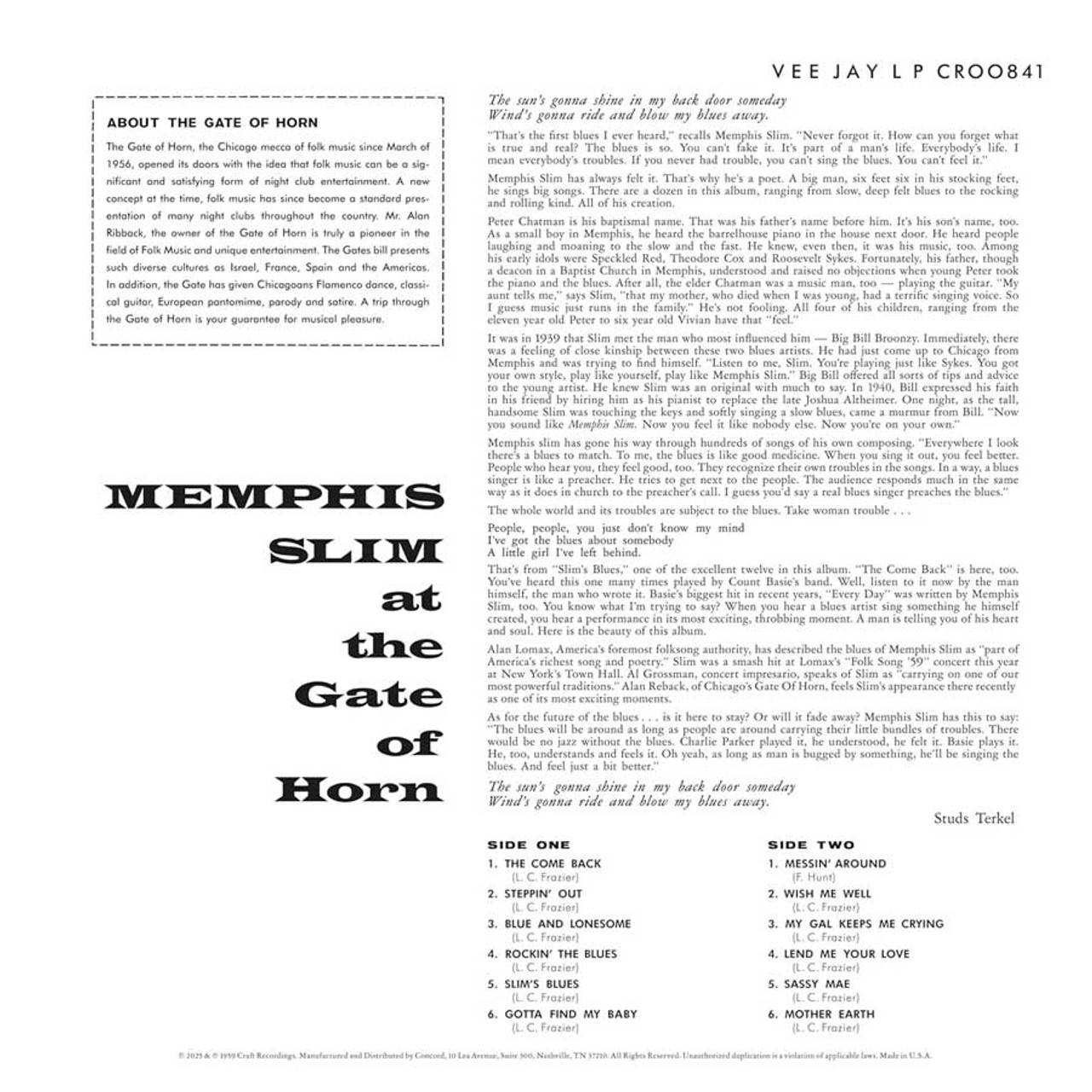 Memphis Slim At The Gate Of Horn